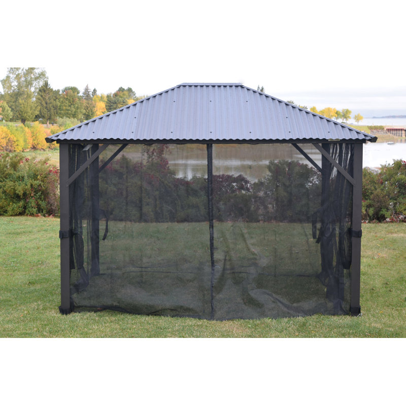 Rideaux latéraux noirs pour pavillon de jardin 12 x 16