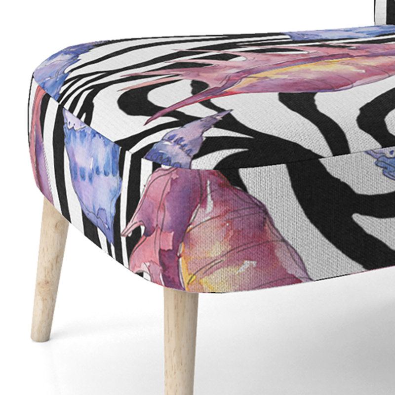 Chaise d'appoint bleue et mauve à motif de coquillages sur zèbre I - Cabin & Lodge