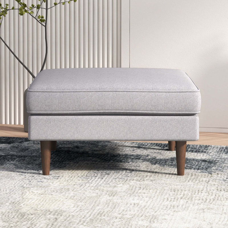 Repose-pieds carré en velours orange Lightner, 100 % lin gris
