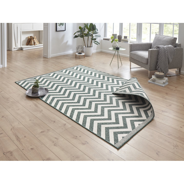 Palma flat-weave rug in green
