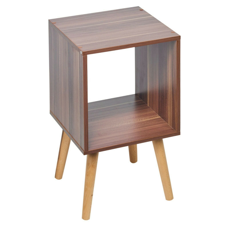 Mccroy 51cm H x 30cm W Wood Cube Bookcase, Teak/White