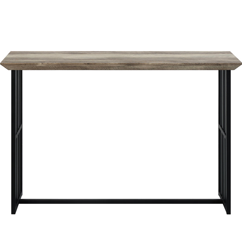 Table en chêne antique et noir, fabrication robuste avec bois composite en métal, surface intérieure élégante et élégante, surface intérieure noire et surface décorative de 50 mm d'épaisseur