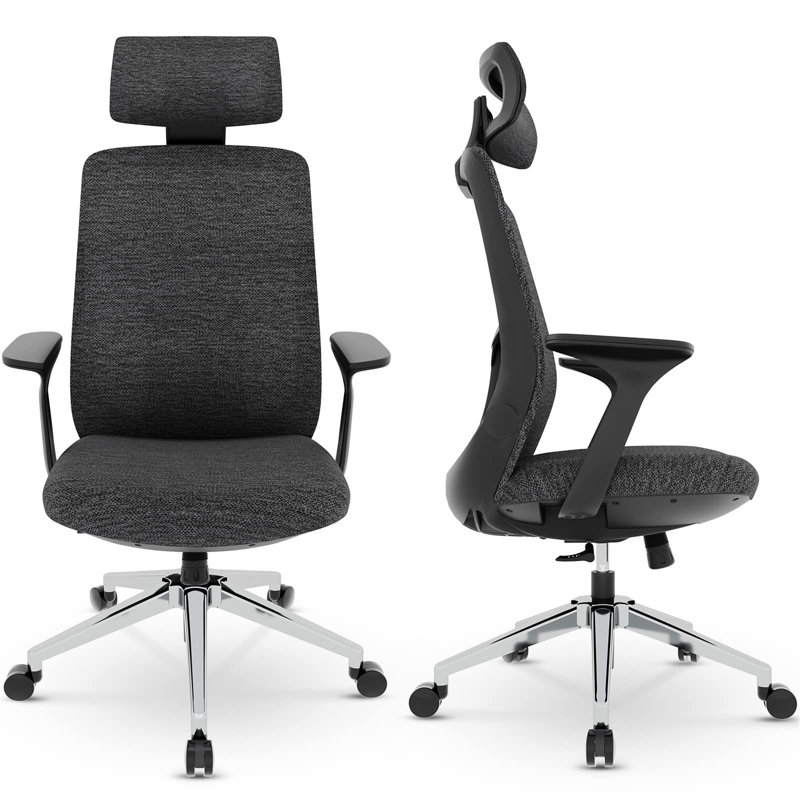 Lamoyne Office Chair with Headrest, Black, Purple