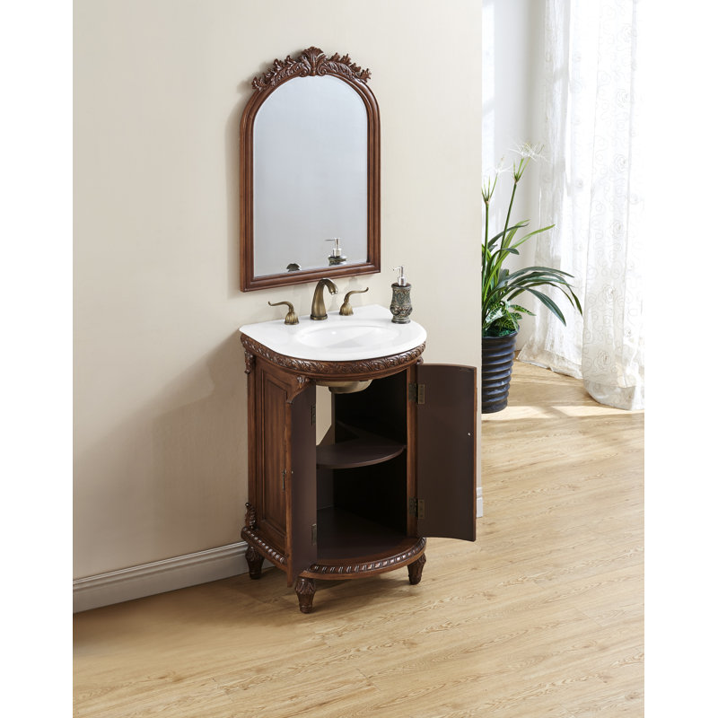 Aravale 21'' Single Bathroom Vanity with Top, Teak, Pure White