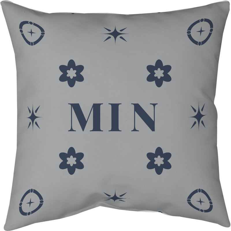 Coussin en coton Minneapolis, H 26 po x l 26 po, Minneapolis bleu marine / blanc / bleu marine