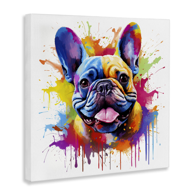 Bouledogue français moderne par Marybeth Cunningham, H 24 po x l 24 po x P 1,5 po