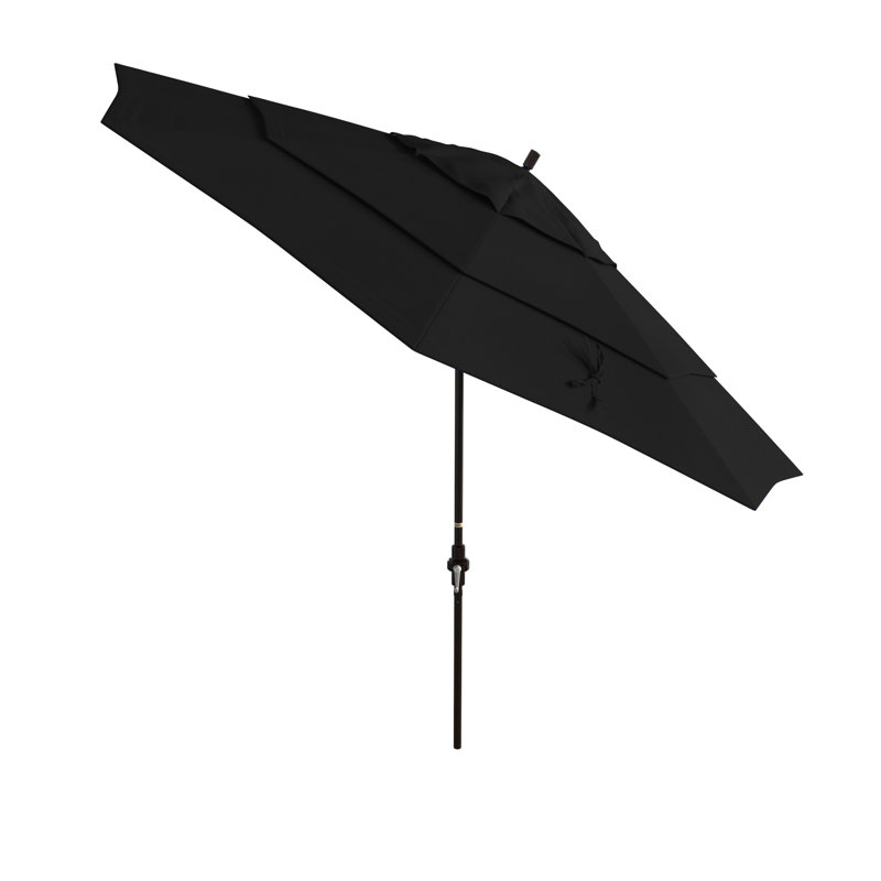 Parasol de marché 132 po Hakizimana, Tissu performance noir, Bronze