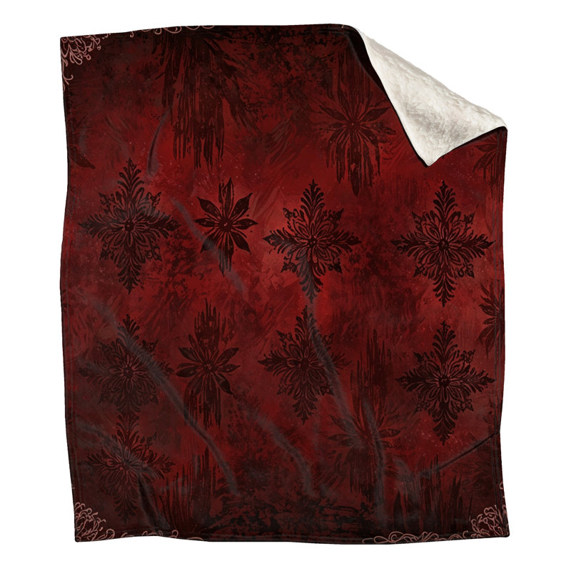 Red Ornate Damask Blankets, 60in W x 80in H