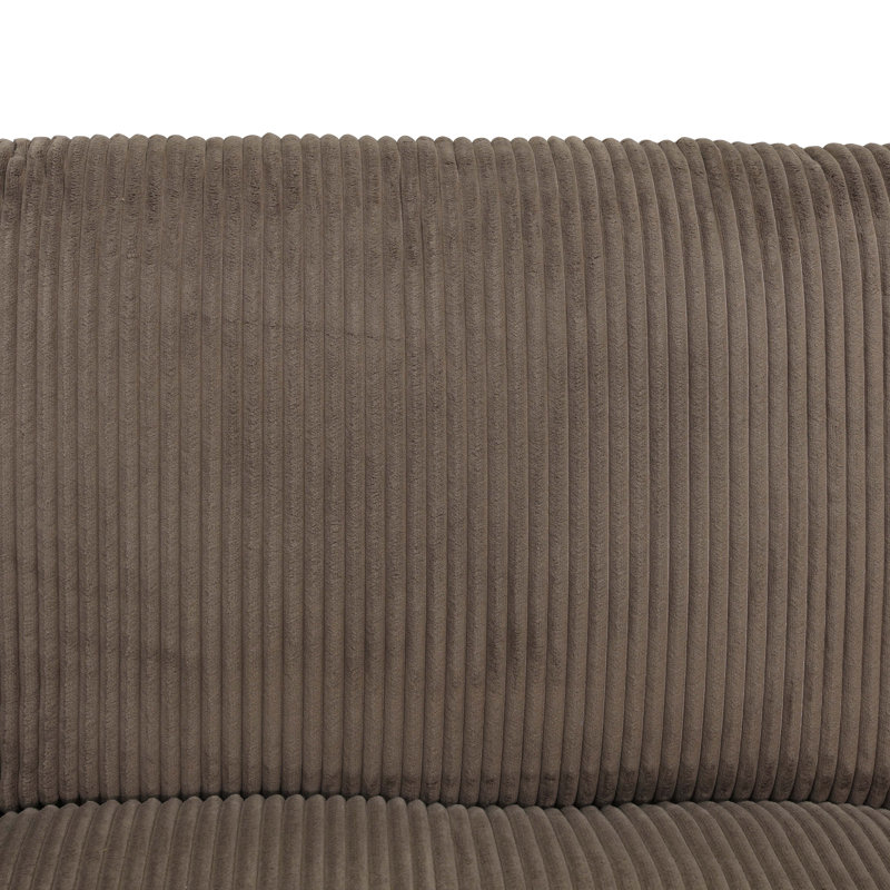 Corduroy Double Armrests Living Room 2-Piece Sofa, Brown