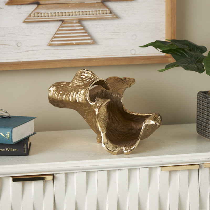Bol décoratif abstrait en métal Dornell, 6.65" H x 13.85" W x 8.55" D
