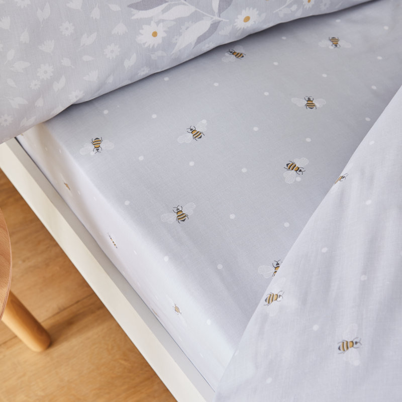 Bee Happy 132 Thread Count Fitted Sheet, Single (3')