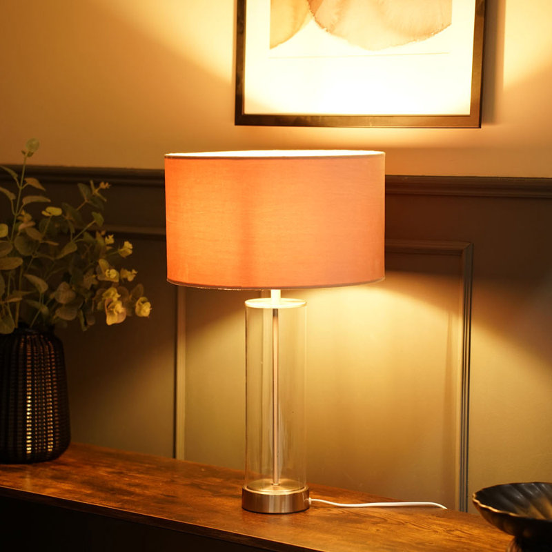 Simonetta Glass Table Lamp, Yes, Blush, Silver
