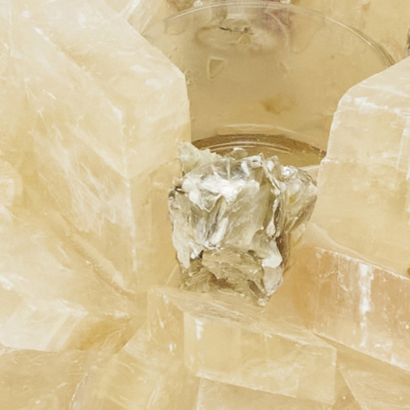 Radiant Earth Calcite and Mica Tripod Candle Holder, 13" H x 6" W x 6" D