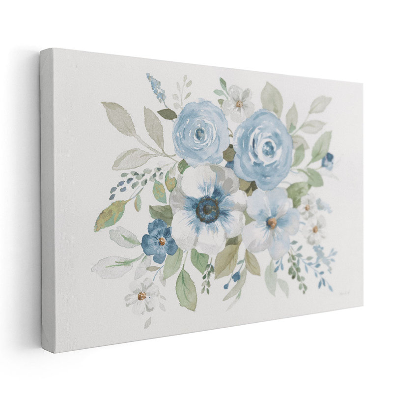 Essence of Spring I Blue - reproduction d'art sur toile, H 16 po x l 24 po