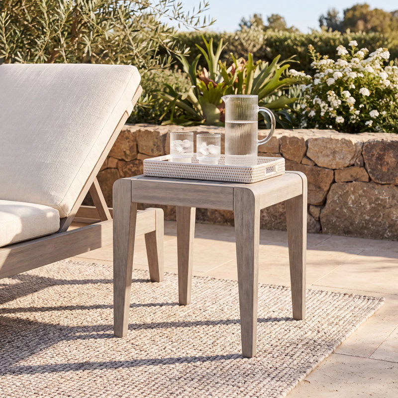 Ojai Square Acacia Outdoor Side Table , 16.5'' in. W 16.5'' in. D