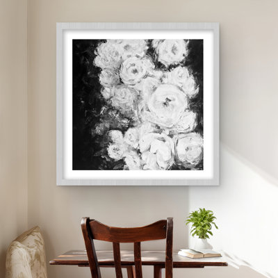 Rose monochrome - impression florale encadrée pour la décoration intérieure