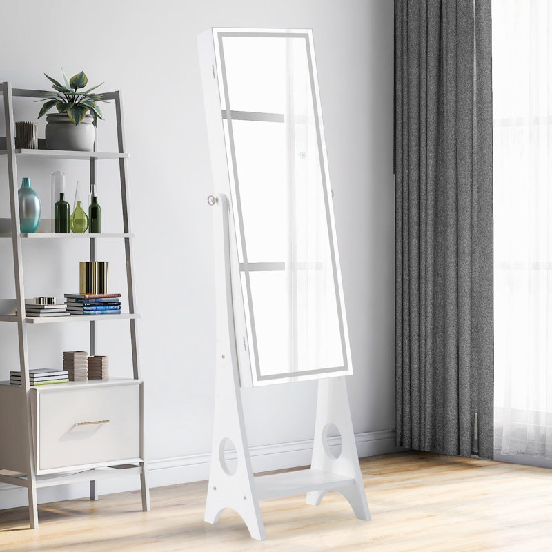 Armoire à bijoux avec miroir Alysen, Blanc