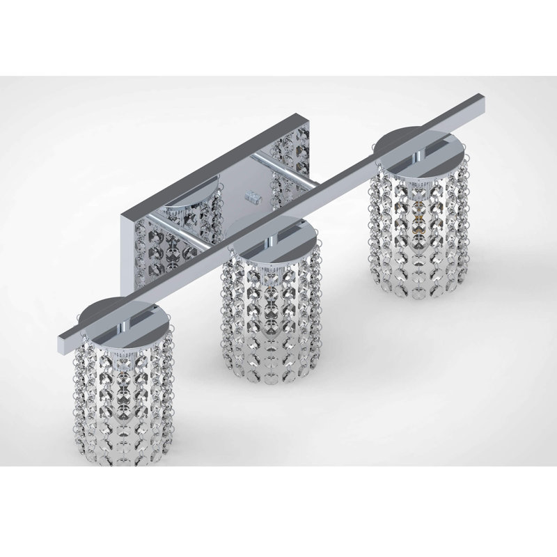 Éclairage pour salle de bain 3 lumières 24 po avec abat-jour rond en cristal Flemington