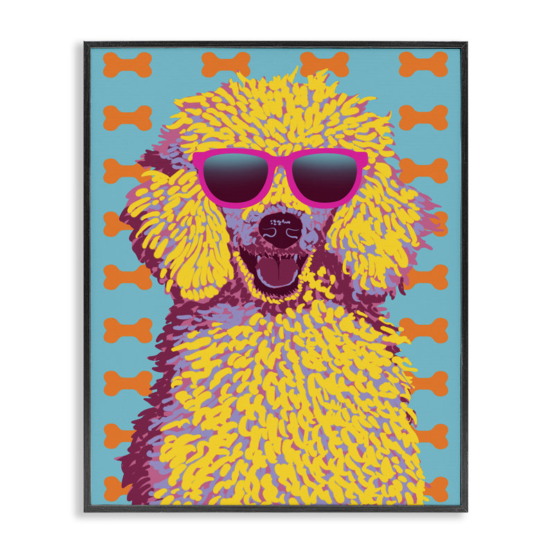 Giclée encadrée de caniche rétro, design par Marcus Prime, Giclée encadrée noir minuit, H 30 po x l 24 po