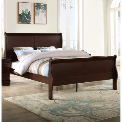 Cherry King Size Solid Wood Bed - With Metal Drawer Glides And Bottoms For Bedroom In Cherry French Furniture