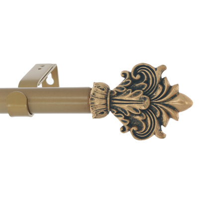 Rathi Meriville 1-Inch Diameter Single Window Treatment Curtain Rod, Acanthus Finial Style II
