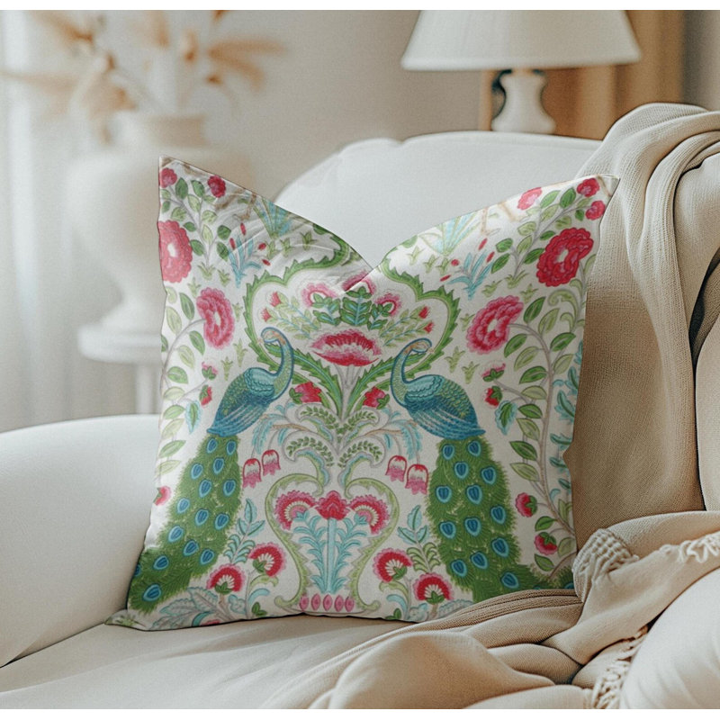 Housse de coussin vert turquoise Peacock Bird, H 12 po x l 19 po