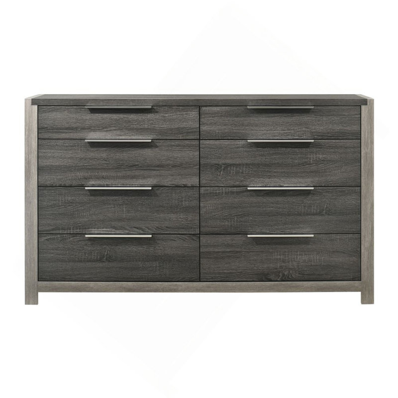 Commode moderne 1Pc avec 8 tiroirs de rangement et meubles de chambre à coucher en bois, Gris