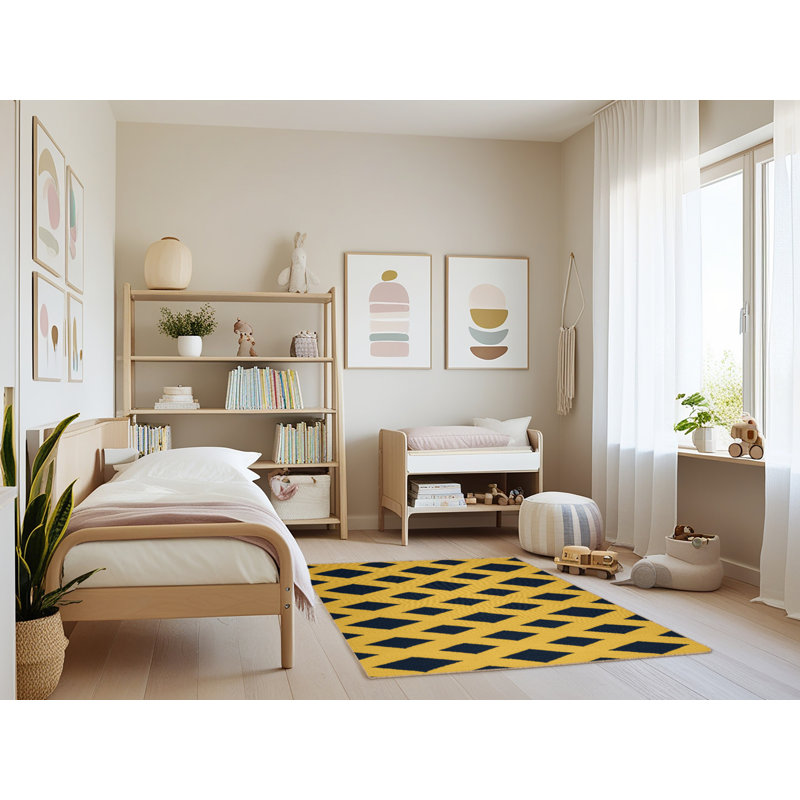 Tapis brun treillis lavable à la machine, Rectangulaire 3 pi x 5 pi