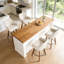 Tabouret de comptoir pivotant rembourré de 25 po Advika avec structure en bois d'hévéa massif et accoudoirs à dossier complet-876798854