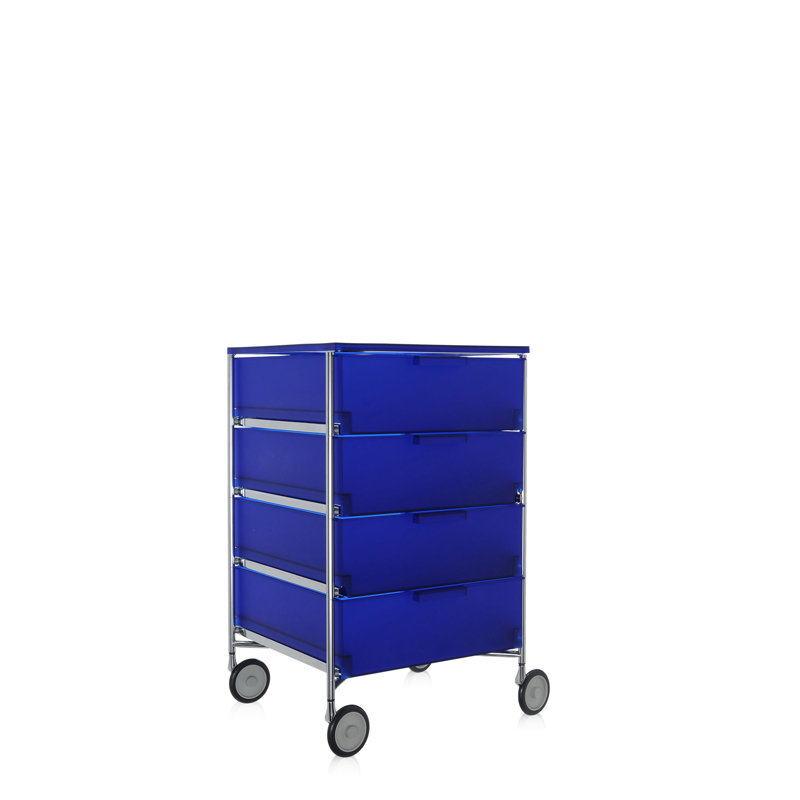 Mobil Drawer Storage, Translucent Cobalt, With Wheels, 6 Hi