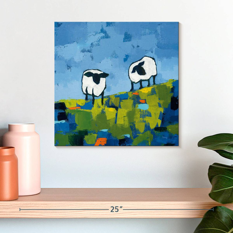 Deux moutons, H 16 po x l 16 po