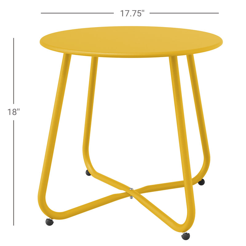 Mickelsen Steel Patio Side Table, Yellow