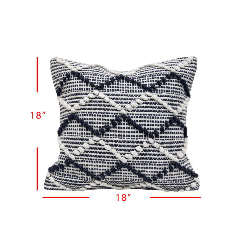 18x18 Inches Blue and White Handwoven Polyester Pillow