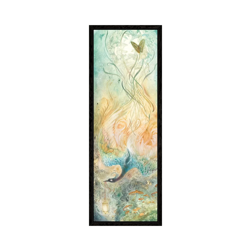 Stealing Embers I by Stephanie Law - Panoramic Painting on Canvas, Black Floater Framed, 91.44cm H x 30.48cm W x 3.81cm D
