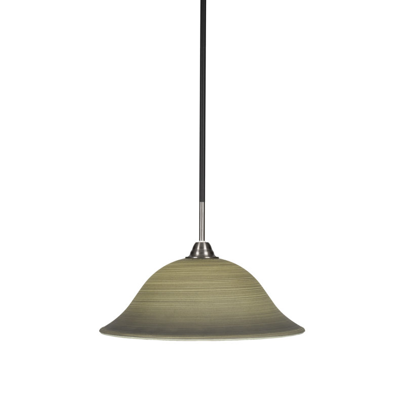 Luminaire suspendu avec tige en verre de lin gris 10 po Achen Paramount, Lin gris, H 56,5 po x l 8,5 po x P 10 po
