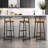 Set Of 3 Bar Stools With Backrest, Footrest And Metal Frame