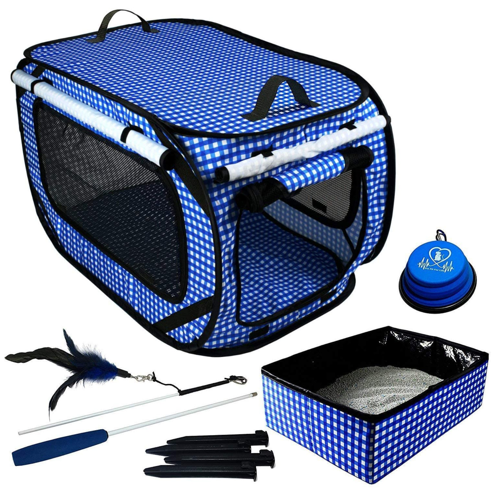 LitaiL Cat Carrier for Cats and Small Medium Dogs up to 25 lbs, Pet Carrier  with Cat Litter Box and Soft Mat, Blue 