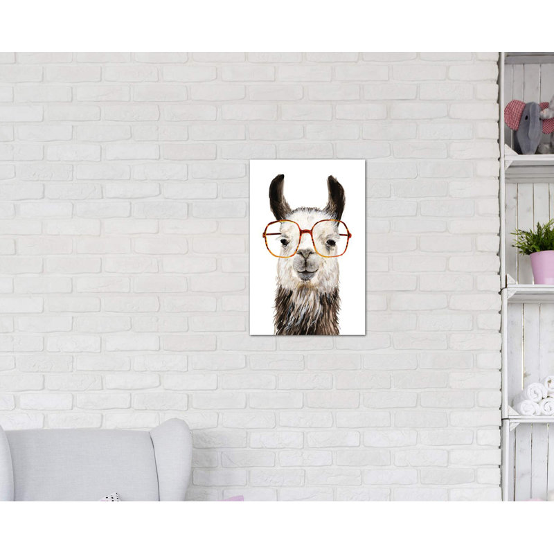 Hip Llama III par Victoria Borges - reproduction d'art, H 12 po x l 8 po x P 0,75 po, Toile tendue, Pas de tapis