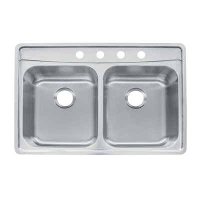 Evolution Stainless Steel 33" L x 22" W Double Basin Drop-In Kitchen Sink