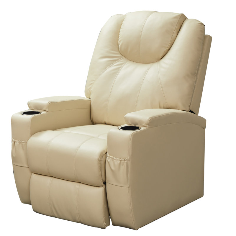 Fauteuil inclinable électrique lève-personne de 31,5 po de large Kutlu, Similicuir beige