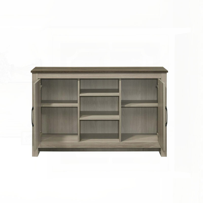 Console en chêne gris de 47 po Nilda - Buffet avec tablettes et portes d'armoire