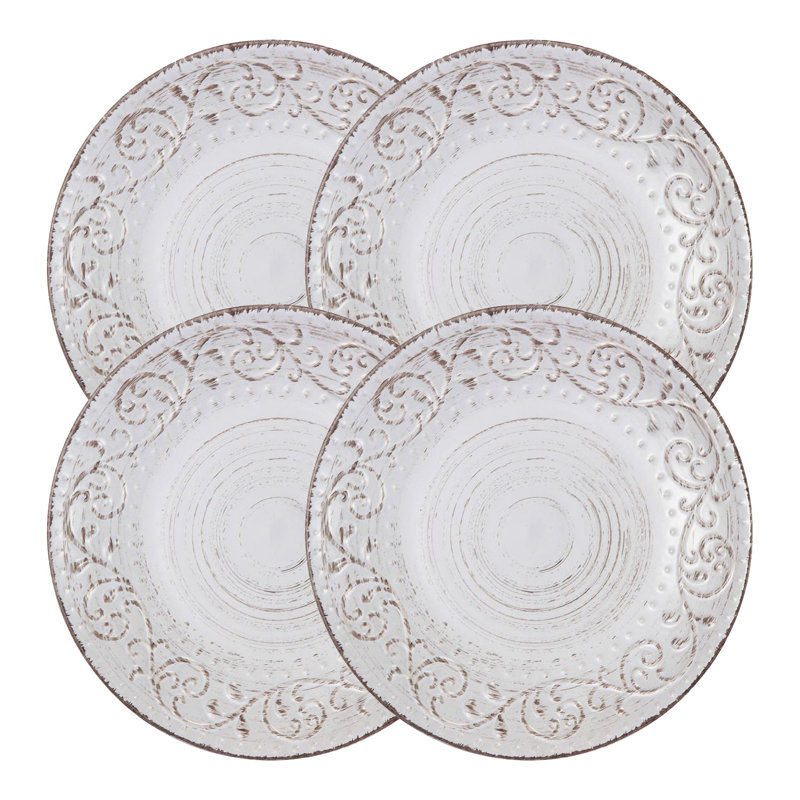 Ensemble de 4 assiettes évasées 11 po de diamètre rustique - crème