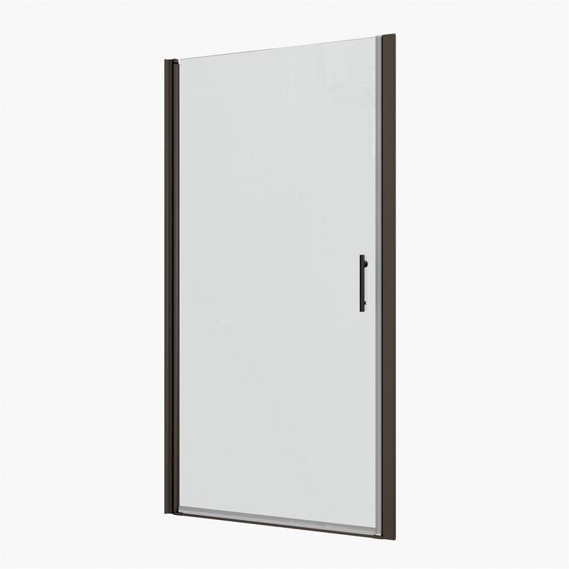 Porte de douche pivotante universelle à ajustement de 1 3/8 po avec finition en verre trempé de 1/4 po, Noir mat