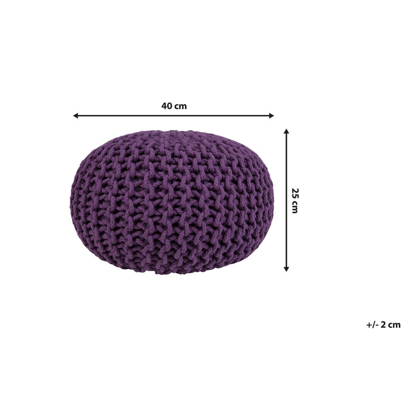 Bentall 40cm Wide Round Solid Colour Pouffe Ottoman, Purple