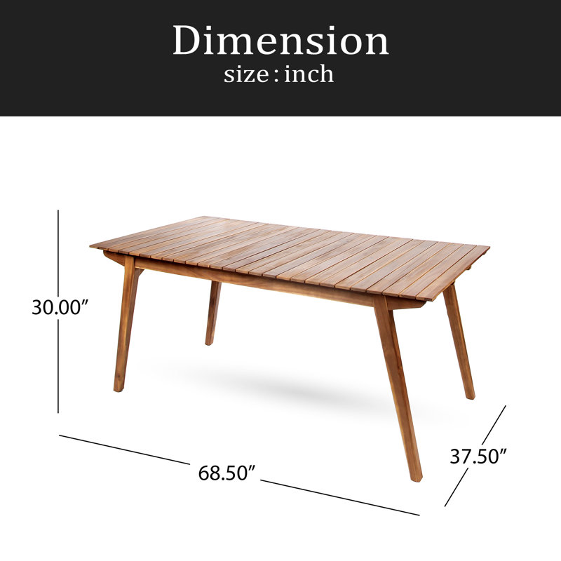Outdoor 69" Solid Wood Dining Table