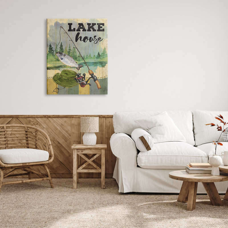 «Lake House Fishing Angler», impression, H 40 po x l 30 po x P 1,5 po, Toile tendue