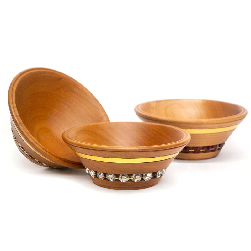 Kasida Oase Wood Serving Bowl, Brown/Heliotrope