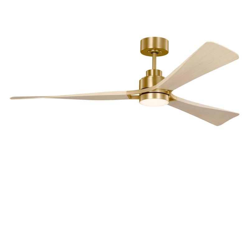 Trillium Smart 60 LED Ceiling Fan, Burnished Brass, Washed White Oak