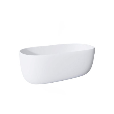51'' Freestanding Bathtub Resin Stone Soaking Bathtub Solid Surface Modern Tubs With Overflow And Pop-Up Drain In White