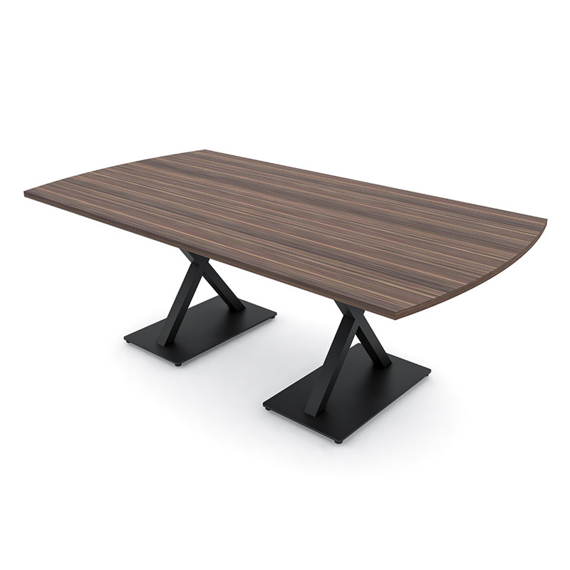 Table de conférence Pavert Arc, Noir mat, Eucalyptus naturel, H 30 po x l 84 po x P 48 po
